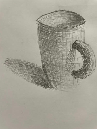 Cross hatching drawing of a cup