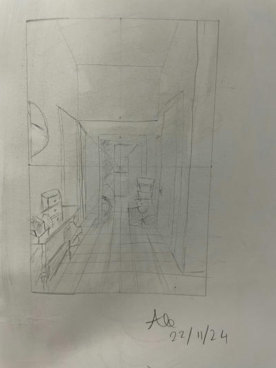 Drawing of  the hallway in my apartment